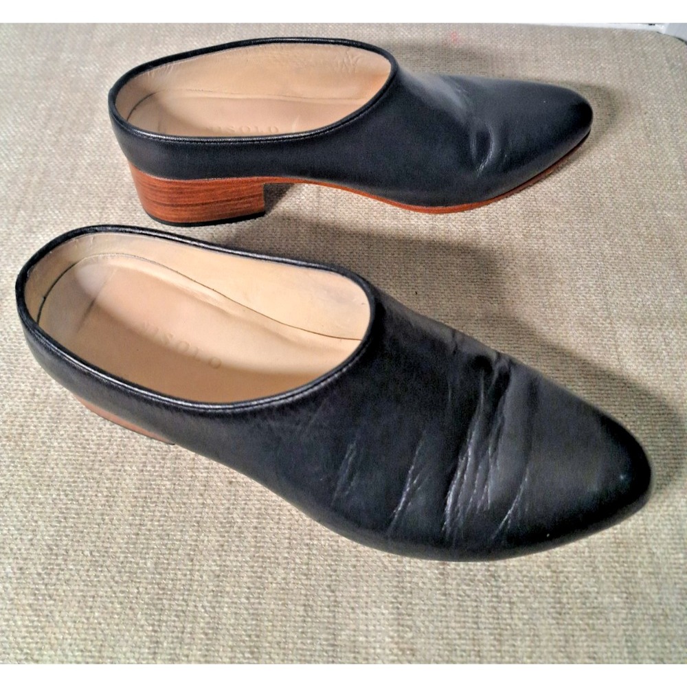 Nisolo Shoes Mules Women's Size 6 Black Slip On Minimalist Block Heel